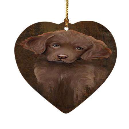 Rustic Chesapeake Bay Retriever Dog Heart Christmas Ornament HPOR54427