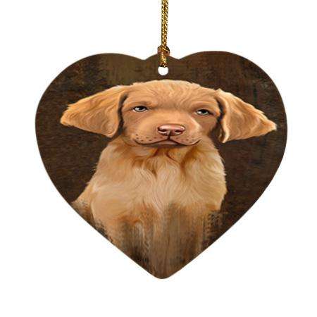 Rustic Chesapeake Bay Retriever Dog Heart Christmas Ornament HPOR54428