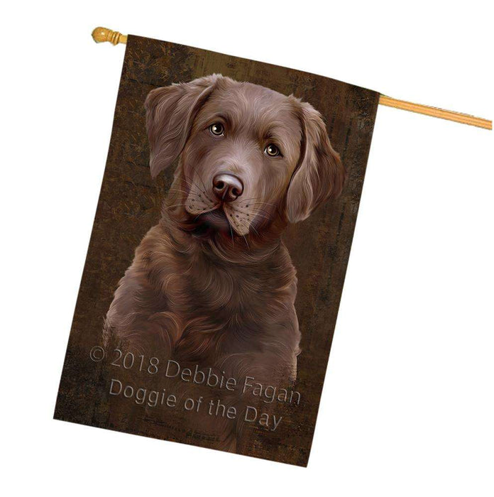 Rustic Chesapeake Bay Retriever Dog House Flag FLG54623