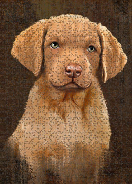 Rustic Chesapeake Bay Retriever Dog Puzzle with Photo Tin PUZL84868