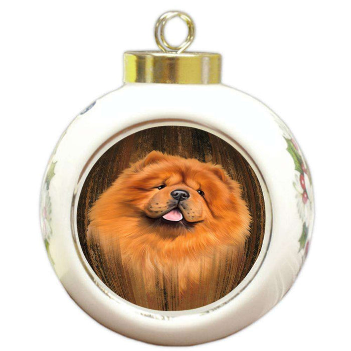 Rustic Chow Chow Dog Round Ball Christmas Ornament RBPOR50380