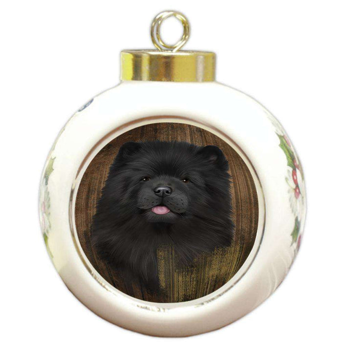 Rustic Chow Chow Dog Round Ball Christmas Ornament RBPOR50381