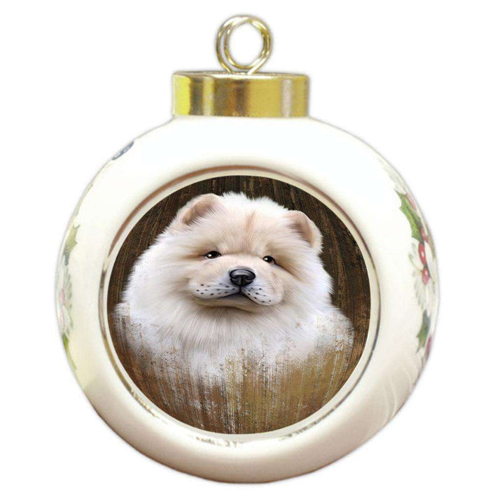 Rustic Chow Chow Dog Round Ball Christmas Ornament RBPOR50382