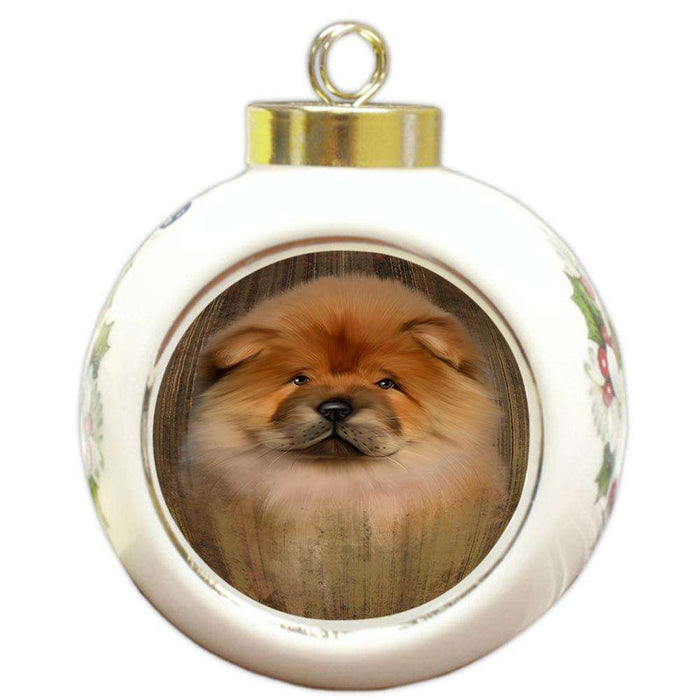 Rustic Chow Chow Dog Round Ball Christmas Ornament RBPOR50383