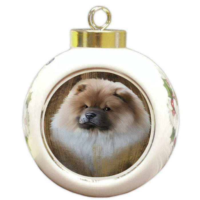 Rustic Chow Chow Dog Round Ball Christmas Ornament RBPOR50384