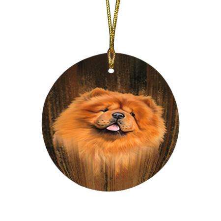 Rustic Chow Chow Dog Round Flat Christmas Ornament RFPOR50371