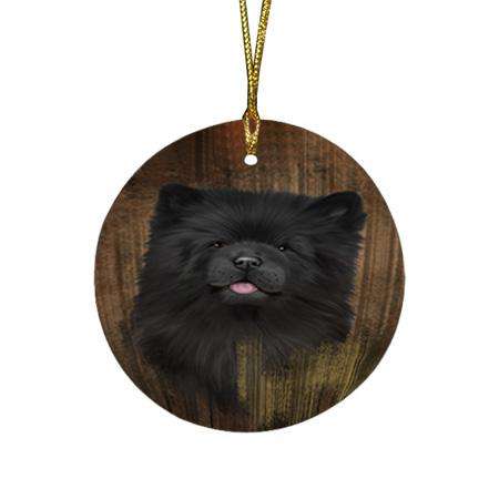 Rustic Chow Chow Dog Round Flat Christmas Ornament RFPOR50372