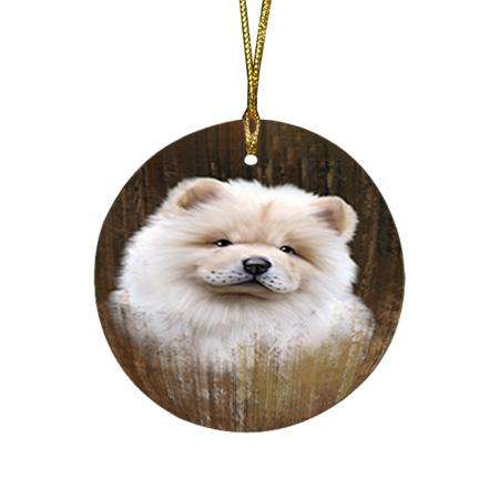 Rustic Chow Chow Dog Round Flat Christmas Ornament RFPOR50373