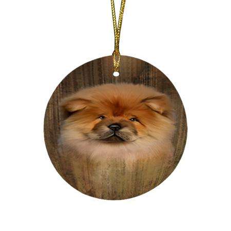 Rustic Chow Chow Dog Round Flat Christmas Ornament RFPOR50374