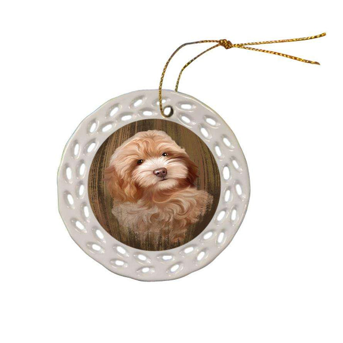 Rustic Cockapoo Dog Ceramic Doily Ornament DPOR50543