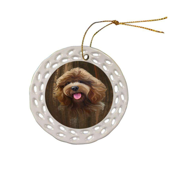Rustic Cockapoo Dog Ceramic Doily Ornament DPOR50544