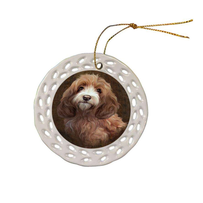 Rustic Cockapoo Dog Ceramic Doily Ornament DPOR54429