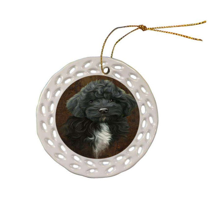 Rustic Cockapoo Dog Ceramic Doily Ornament DPOR54430