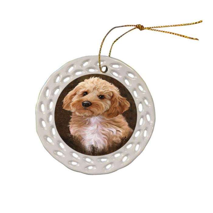 Rustic Cockapoo Dog Ceramic Doily Ornament DPOR54431