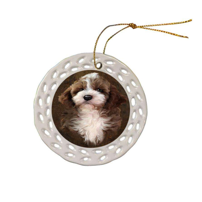 Rustic Cockapoo Dog Ceramic Doily Ornament DPOR54432