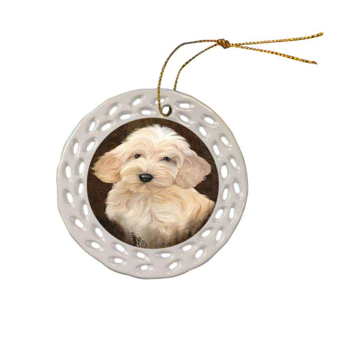 Rustic Cockapoo Dog Ceramic Doily Ornament DPOR54433