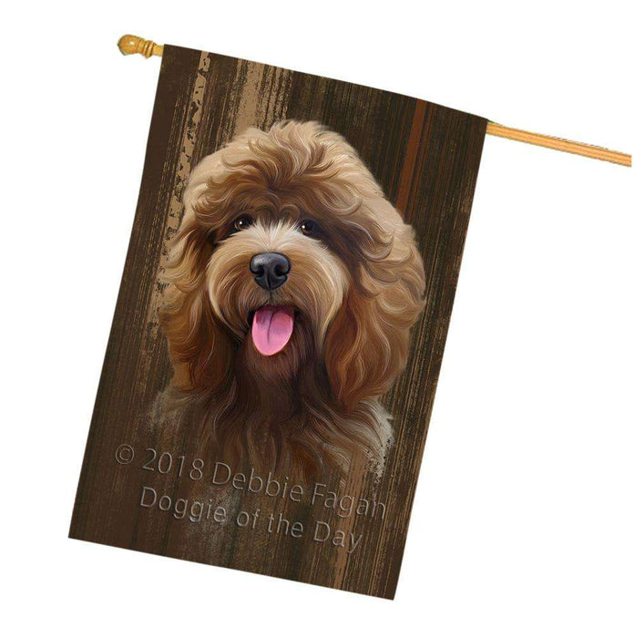 Rustic Cockapoo Dog House Flag FLG50573