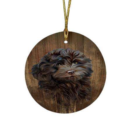 Rustic Cockapoo Dog Round Flat Christmas Ornament RFPOR50532