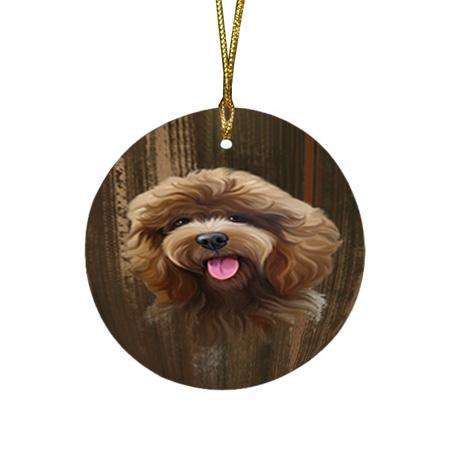 Rustic Cockapoo Dog Round Flat Christmas Ornament RFPOR50535