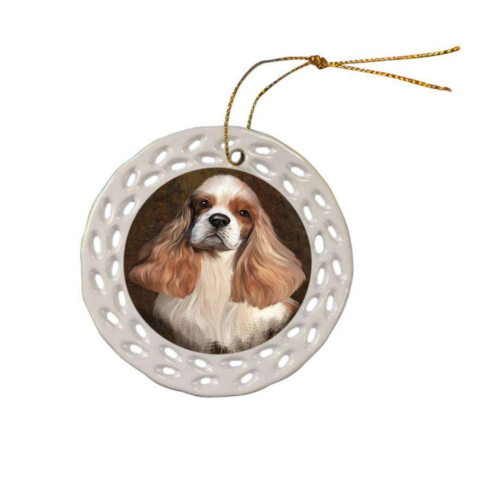 Rustic Cocker Spaniel Dog Ceramic Doily Ornament DPOR54434