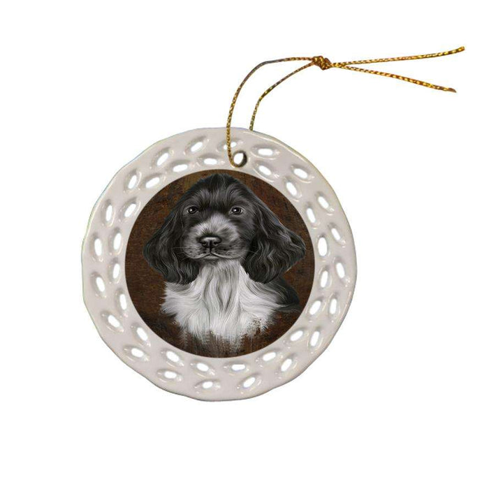 Rustic Cocker Spaniel Dog Ceramic Doily Ornament DPOR54437