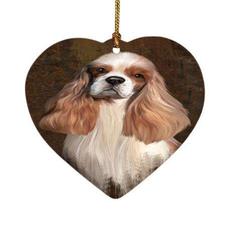 Rustic Cocker Spaniel Dog Heart Christmas Ornament HPOR54434