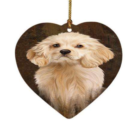 Rustic Cocker Spaniel Dog Heart Christmas Ornament HPOR54435