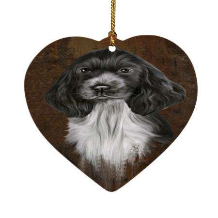 Rustic Cocker Spaniel Dog Heart Christmas Ornament HPOR54437