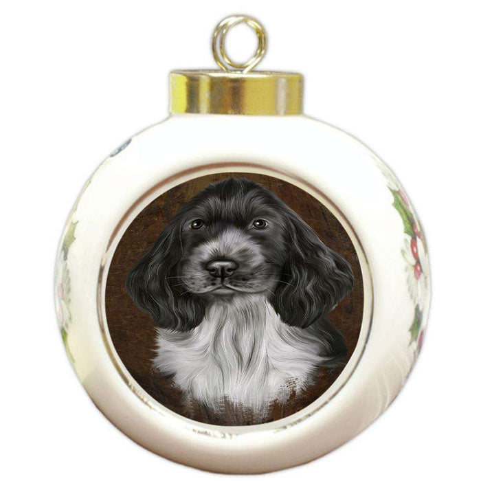 Rustic Cocker Spaniel Dog Round Ball Christmas Ornament RBPOR54437