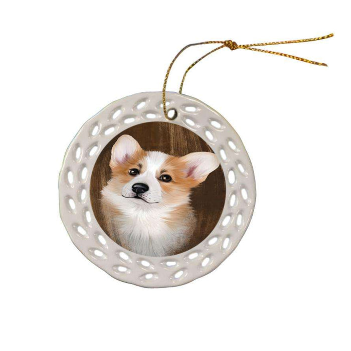 Rustic Corgi Dog Ceramic Doily Ornament DPOR50388