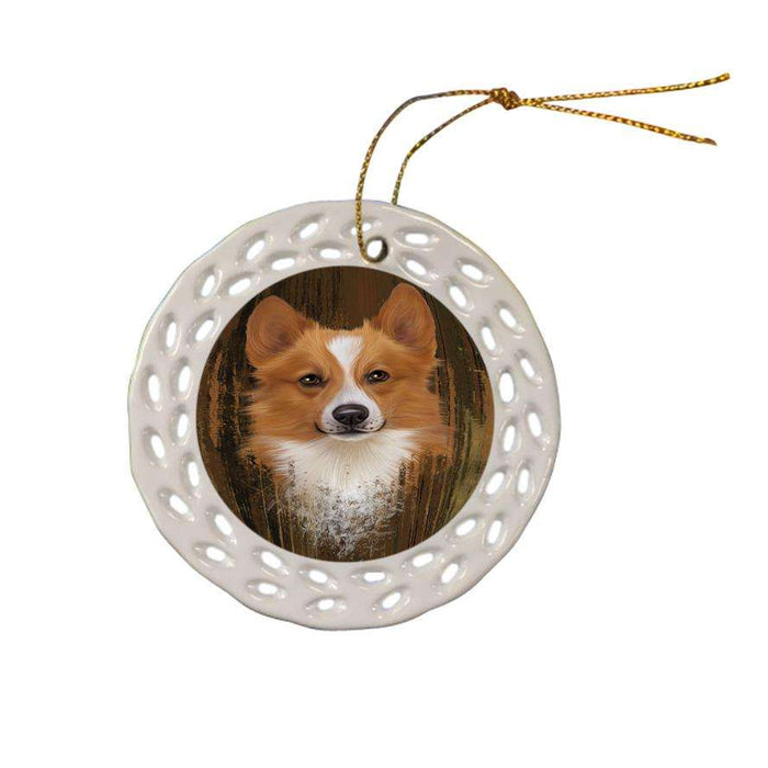 Rustic Corgi Dog Ceramic Doily Ornament DPOR50545