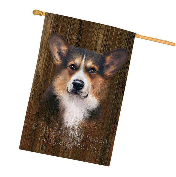 Rustic Corgi Dog House Flag FLG50577