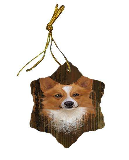Rustic Corgi Dog Star Porcelain Ornament SPOR50537
