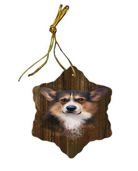Rustic Corgi Dog Star Porcelain Ornament SPOR50540