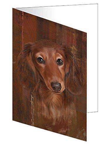 Rustic Dachshund Dog Handmade Artwork Assorted Pets Greeting Cards and Note Cards with Envelopes for All Occasions and Holiday Seasons GCD49235