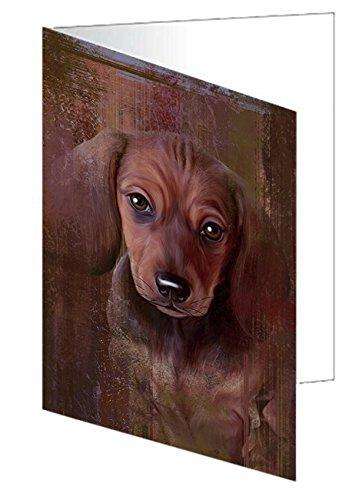 Rustic Dachshund Dog Handmade Artwork Assorted Pets Greeting Cards and Note Cards with Envelopes for All Occasions and Holiday Seasons GCD49238