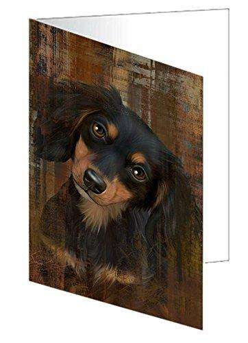 Rustic Dachshund Dog Handmade Artwork Assorted Pets Greeting Cards and Note Cards with Envelopes for All Occasions and Holiday Seasons GCD49241