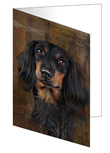 Rustic Dachshund Dog Handmade Artwork Assorted Pets Greeting Cards and Note Cards with Envelopes for All Occasions and Holiday Seasons GCD49244