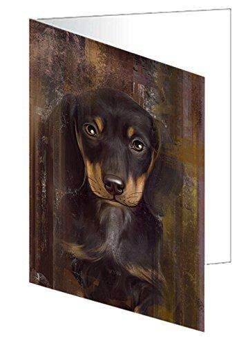 Rustic Dachshund Dog Handmade Artwork Assorted Pets Greeting Cards and Note Cards with Envelopes for All Occasions and Holiday Seasons GCD49247
