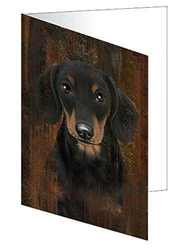 Rustic Dachshund Dog Handmade Artwork Assorted Pets Greeting Cards and Note Cards with Envelopes for All Occasions and Holiday Seasons GCD49250