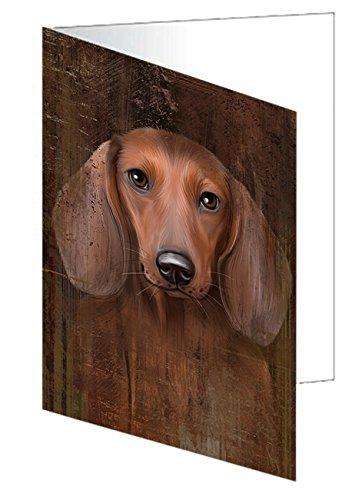 Rustic Dachshund Dog Handmade Artwork Assorted Pets Greeting Cards and Note Cards with Envelopes for All Occasions and Holiday Seasons GCD49253