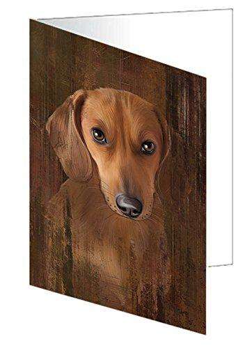 Rustic Dachshund Dog Handmade Artwork Assorted Pets Greeting Cards and Note Cards with Envelopes for All Occasions and Holiday Seasons GCD49256
