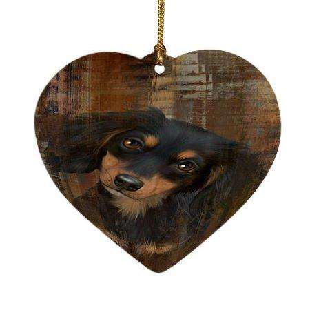 Rustic Dachshund Dog Heart Christmas Ornament HPOR48220