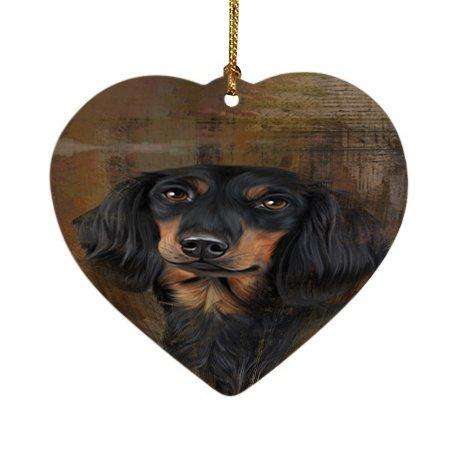 Rustic Dachshund Dog Heart Christmas Ornament HPOR48221
