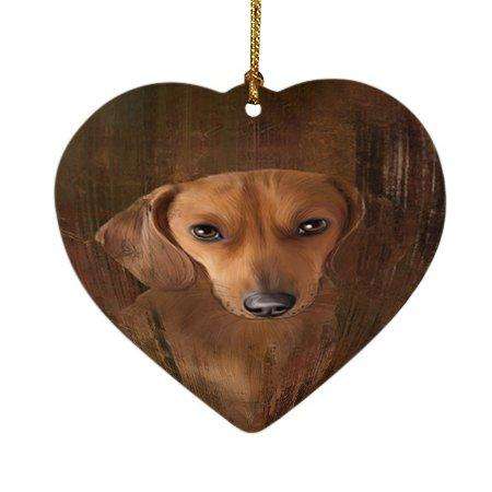 Rustic Dachshund Dog Heart Christmas Ornament HPOR48225