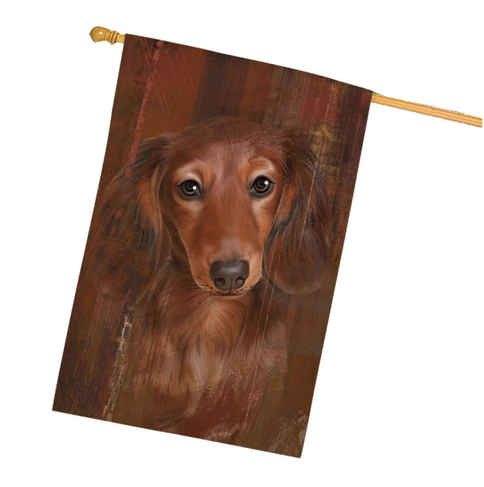 Rustic Dachshund Dog House Flag FLG48366