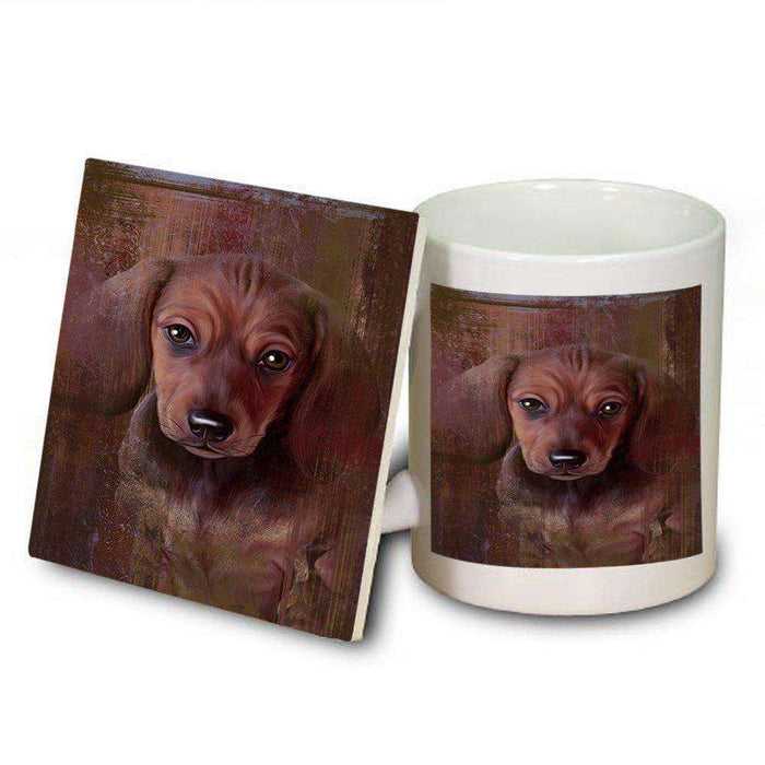 Rustic Dachshund Dog Mug and Coaster Set MUC48211