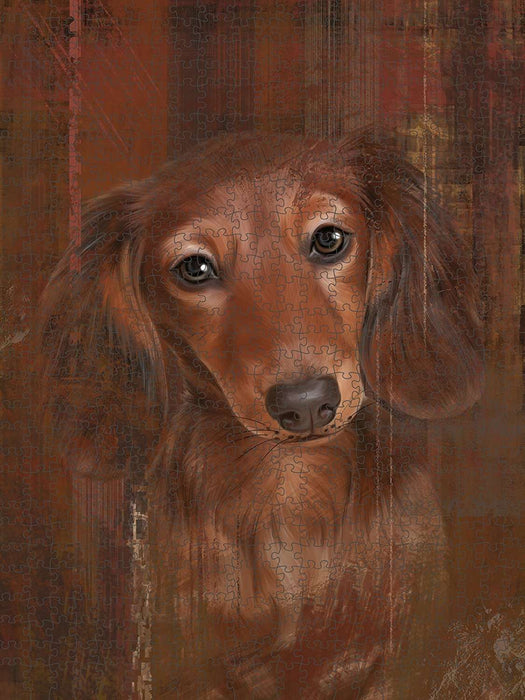 Rustic Dachshund Dog Puzzle with Photo Tin PUZL48507