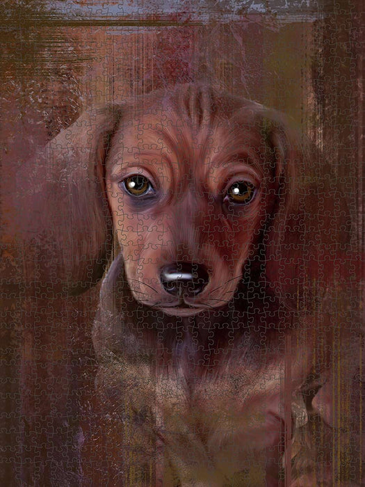 Rustic Dachshund Dog Puzzle with Photo Tin PUZL48510