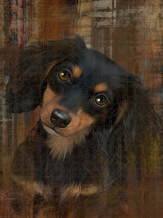 Rustic Dachshund Dog Puzzle with Photo Tin PUZL48513